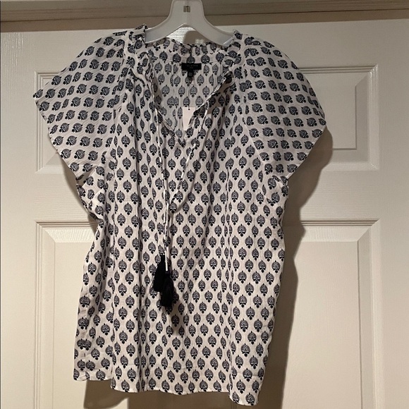 Talbots Tops - Talbots Navy and White Patterned Shirt